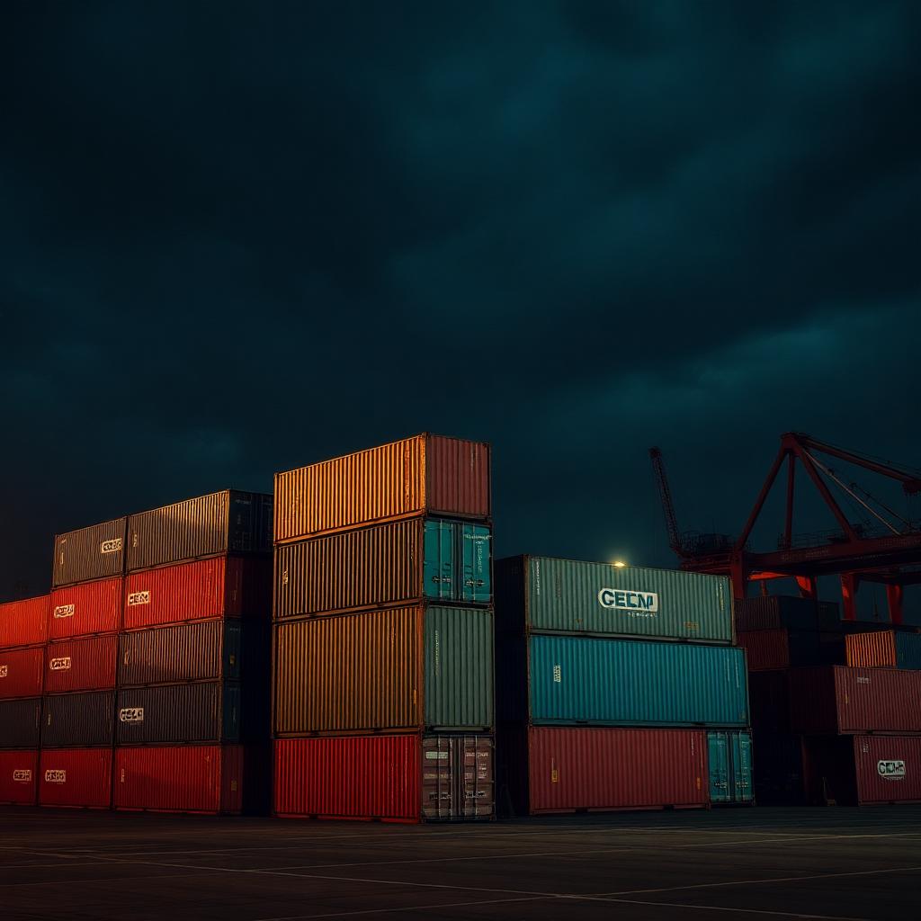 Shipping containers at freight yard